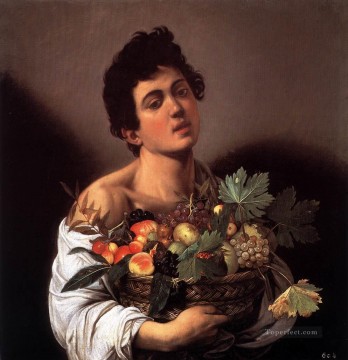 カラヴァッジョ Painting - 果物のかごを持つ少年 カラヴァッジョ